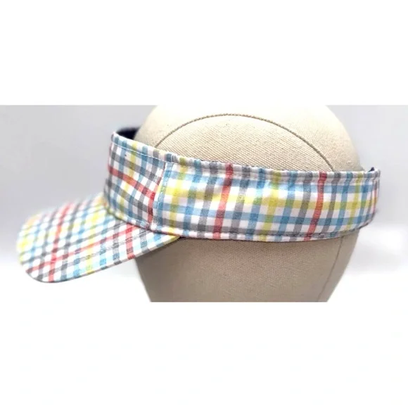 Hat Designer Golf Visor Guy Harvey Plaid Visor Colorful Plaid OSFA Strap Back - Picture 4 of 6